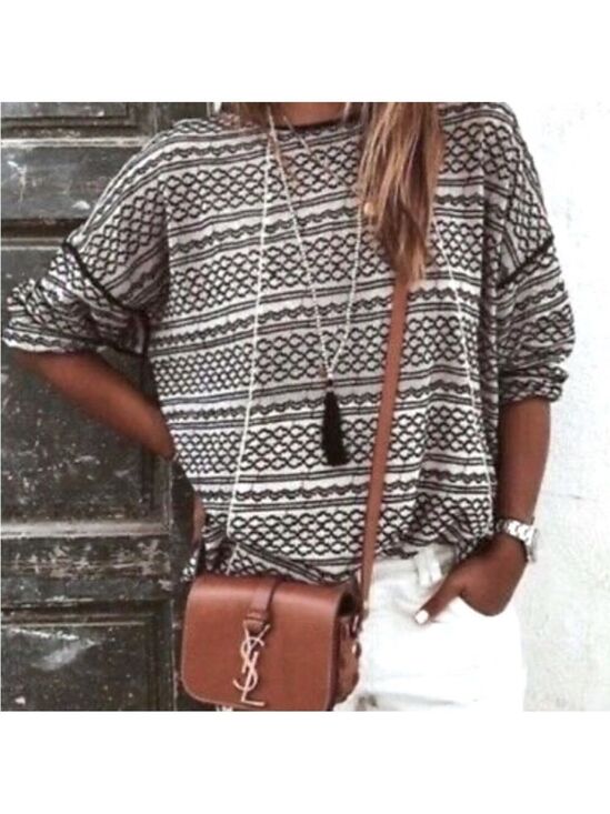 Madewell Sweaters - Madewell Tidal Wave Pullover Sweater Embroidered Jacquard Black Cream Top Medium